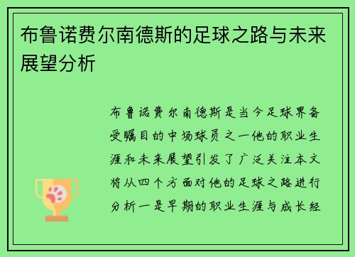 布鲁诺费尔南德斯的足球之路与未来展望分析